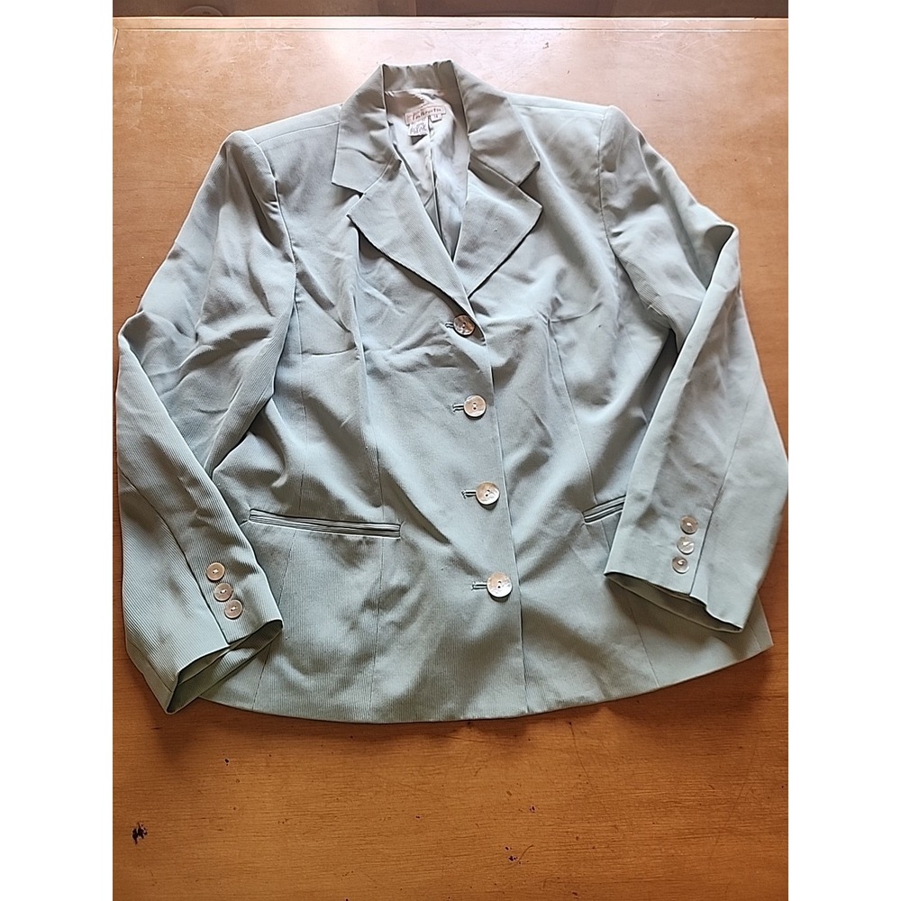 Talbots Woman Blazer 14‎ Pure Silk Pale Sage Green Lined 4 Button Jacket